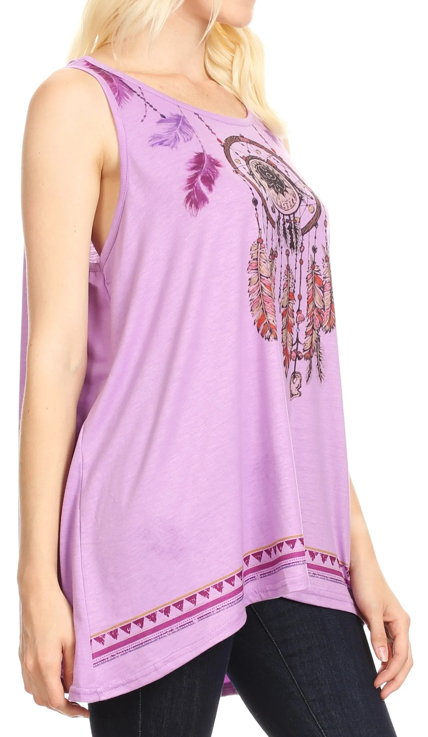 Sakkas Lucia Womens Summer Sleeveless Casual Tank Top Bohemian Print Soft Jersey