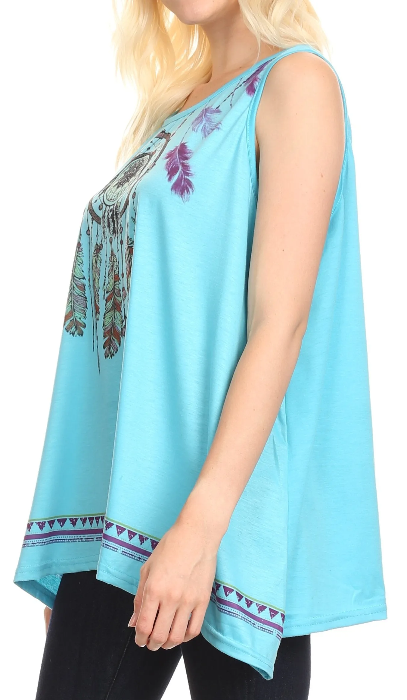 Sakkas Lucia Womens Summer Sleeveless Casual Tank Top Bohemian Print Soft Jersey