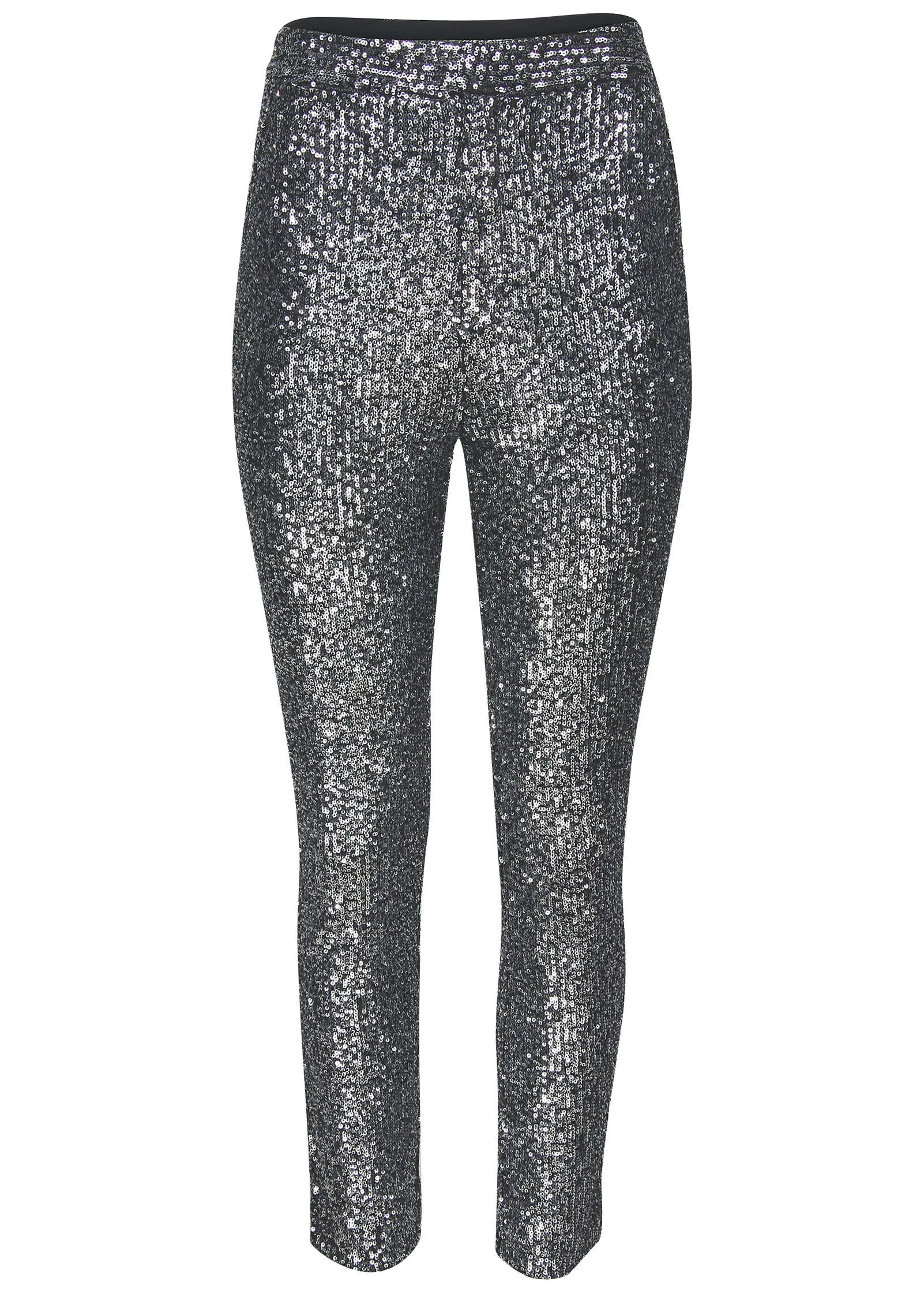 Sequin Straight Leg Pants - Silver