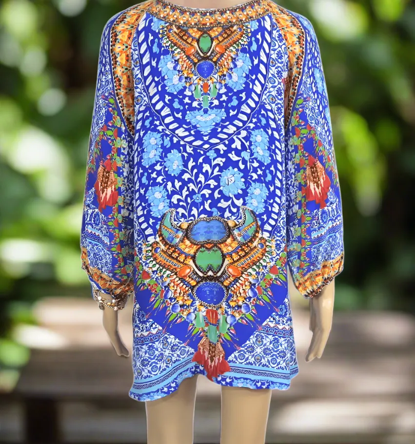 Silk Embellished Gypsy Top -Paradise-Fashion Spectrum