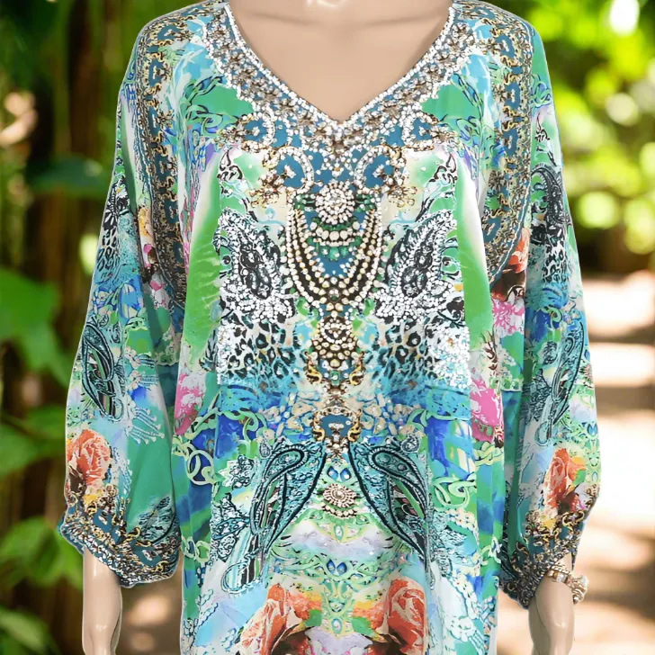 Silk Embellished Gypsy Top - Tegan-Fashion Spectrum