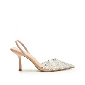 Sparkling Nude Slingback Stilettos with Crystal Embellishments | 445N-F Dolcis