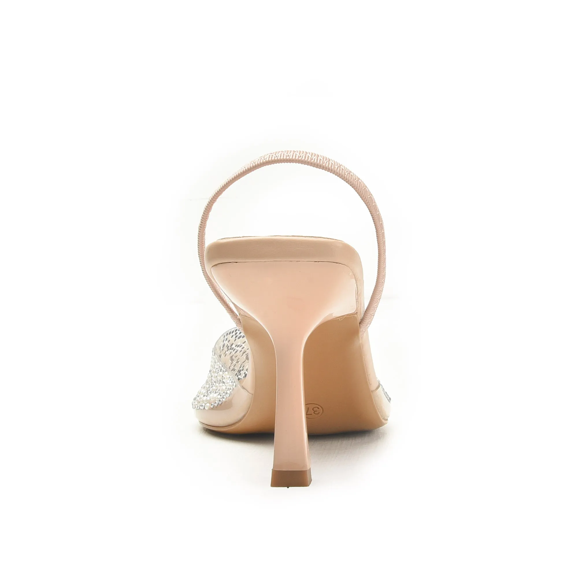 Sparkling Nude Slingback Stilettos with Crystal Embellishments | 445N-F Dolcis