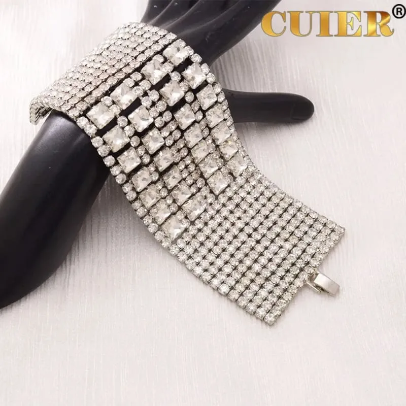 Sparkling Rhinestone Crystal Square Bracelet for Drag Queens