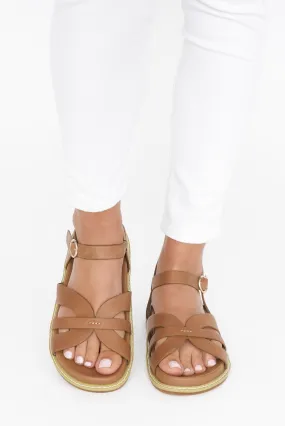 Talia Tan Leather Platform Sandal