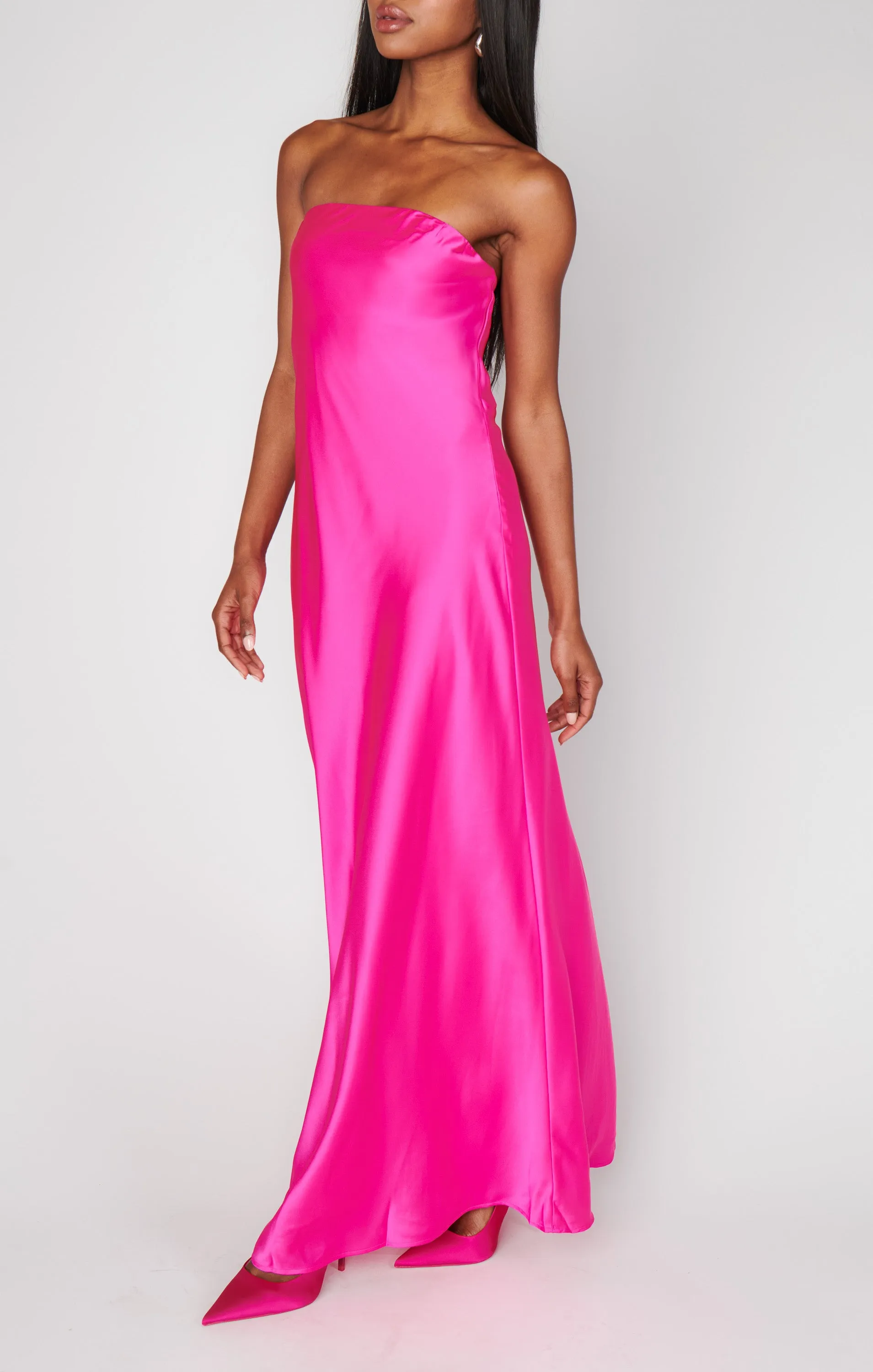 Taylor Tube Dress ~ Hot Pink Luxe Satin