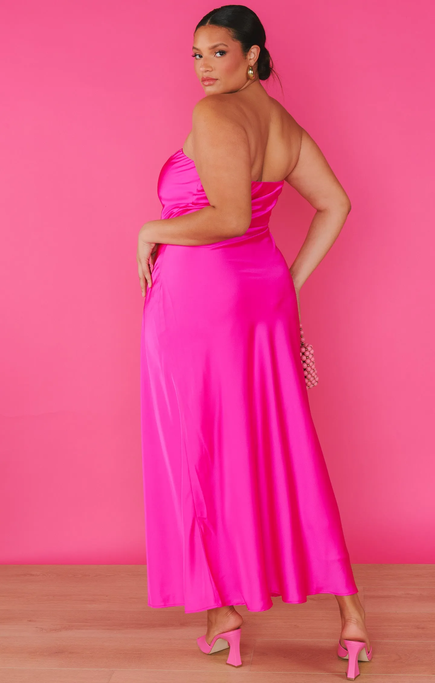 Taylor Tube Dress ~ Hot Pink Luxe Satin