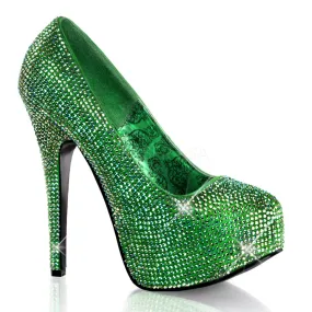 Teeze-06R Green Rhinestone Pumps