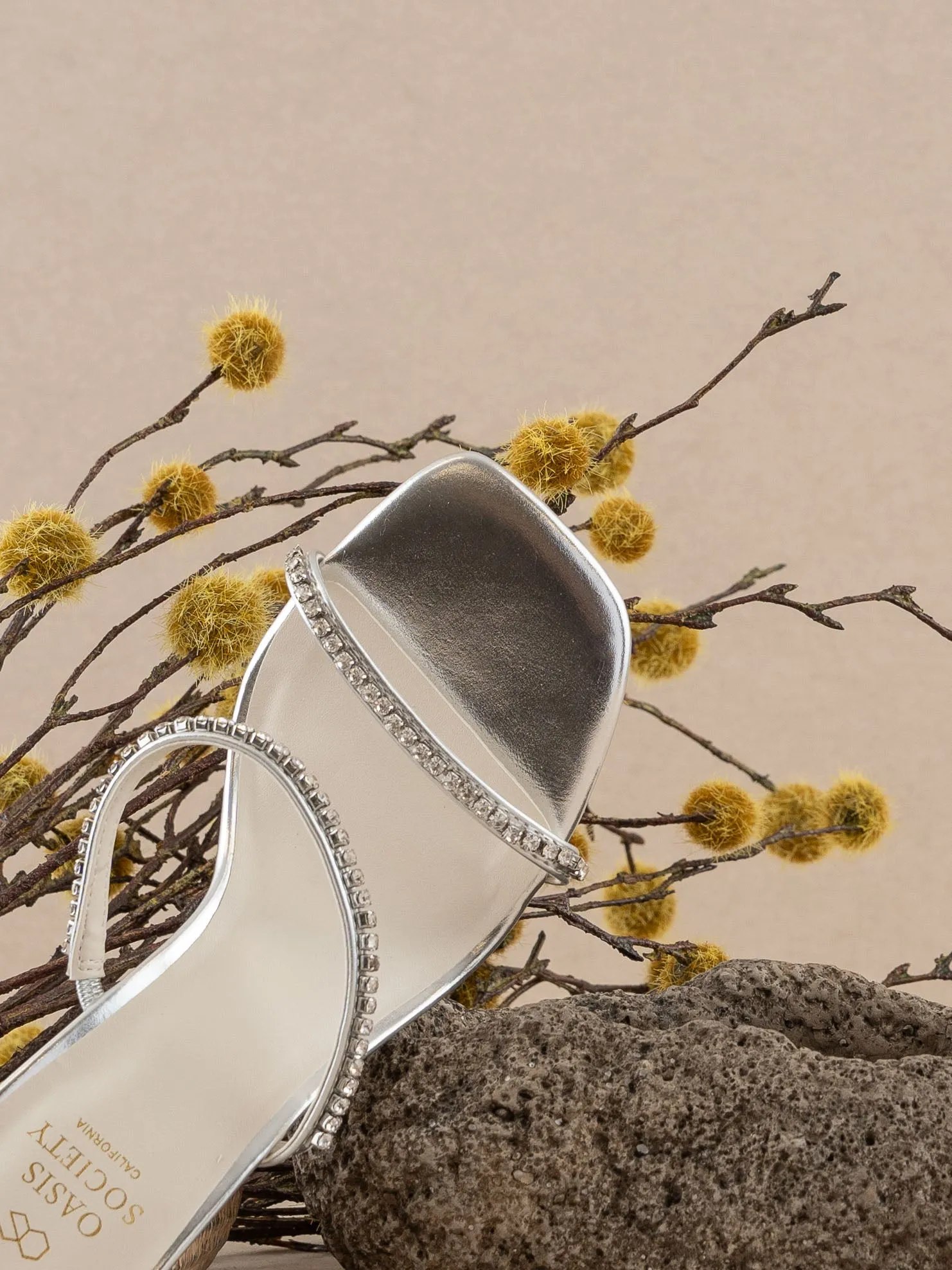 The Destiny | Metallic Silver Raffia Heeled Rhinestone Summer Heel