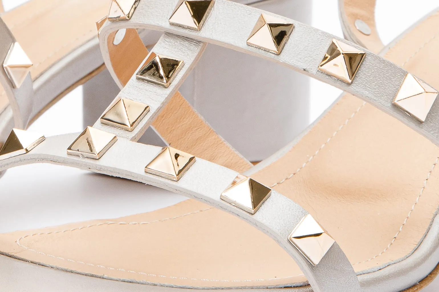 The Nejapa Beige Leather Multi Strap Women Sandal