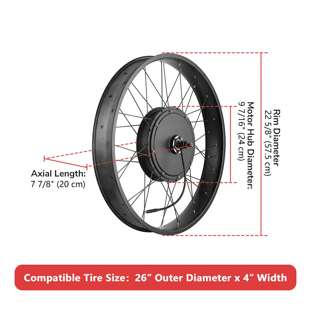 TheLAShop 48v 1000W 26in Front Fat Tire Electric Bicycle E-Bike Motor Kit