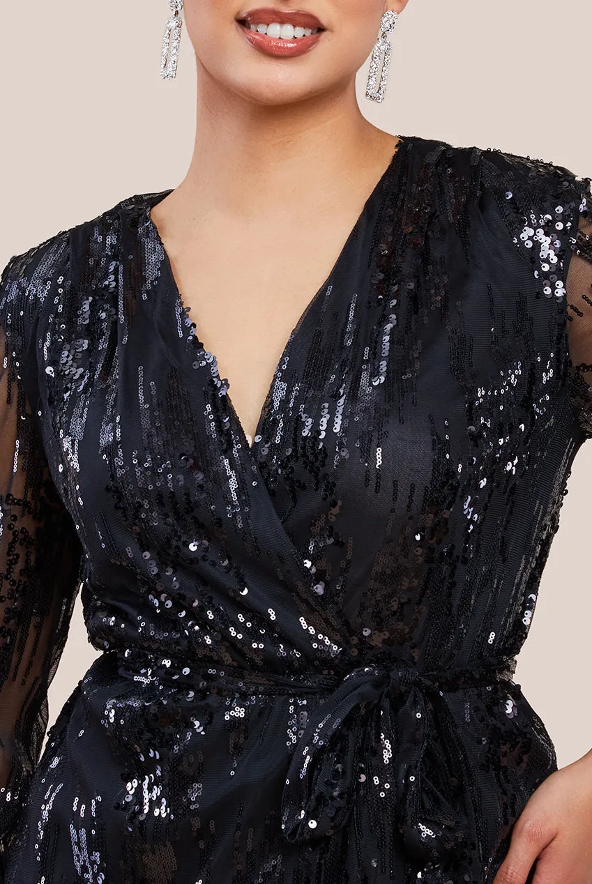 Urban Touch Long Sleeve Sequin Wrap Dress