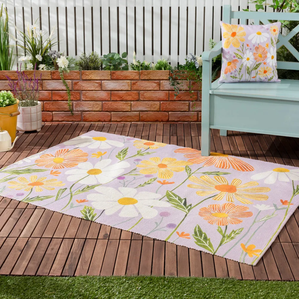 Wildflowers Outdoor Washable Rug Lilac