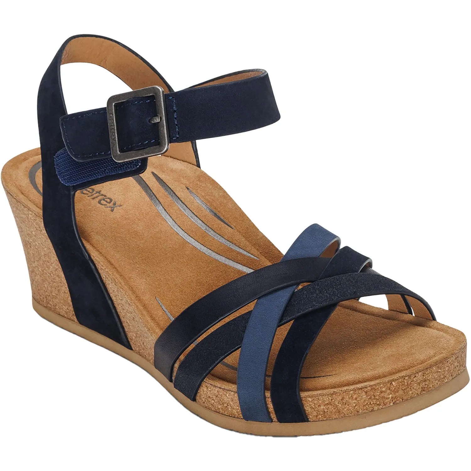 Women's Aetrex Noelle Navy Multi Leather