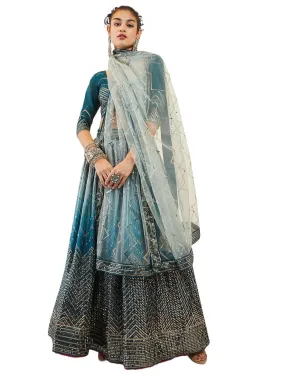 Zeel Clothing Women's Zari & Sequins Embroidered Art Silk New Lehenga Choli with Dupatta (5057-Blue-Wedding-Bridal-Stylish; Free Size)