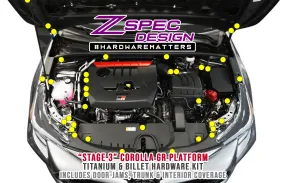 ZSPEC Stage-3 Dress Up Bolts® Fastener Kit for the GR Corolla, Titanium & Billet Hardware